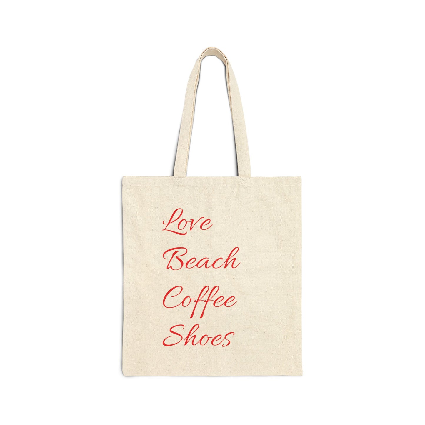 Love, Beach, Coffee, Shoes Cotton Canvas Tote Bag