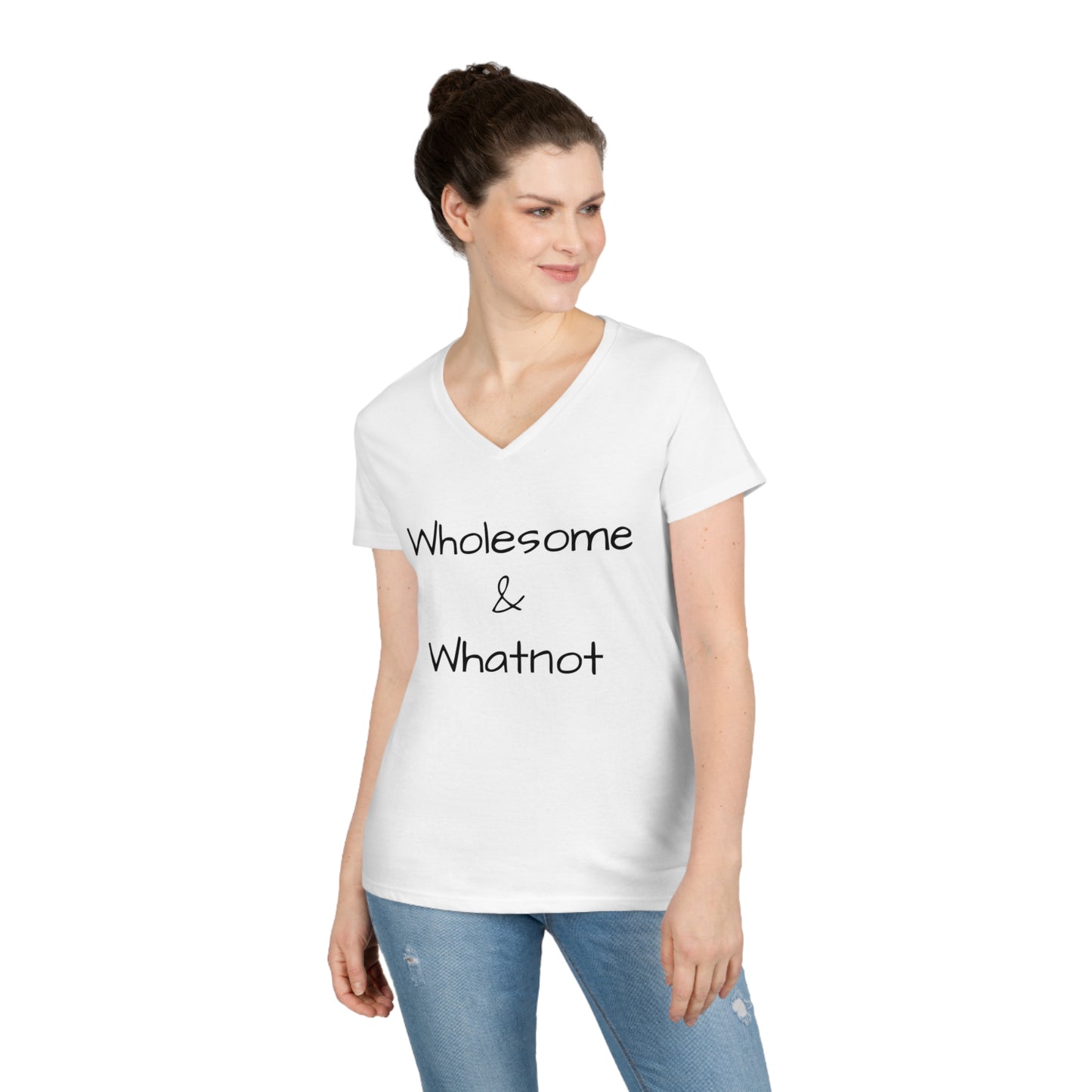 Ladies' V-Neck T-Shirt Wholesome & Whatnot