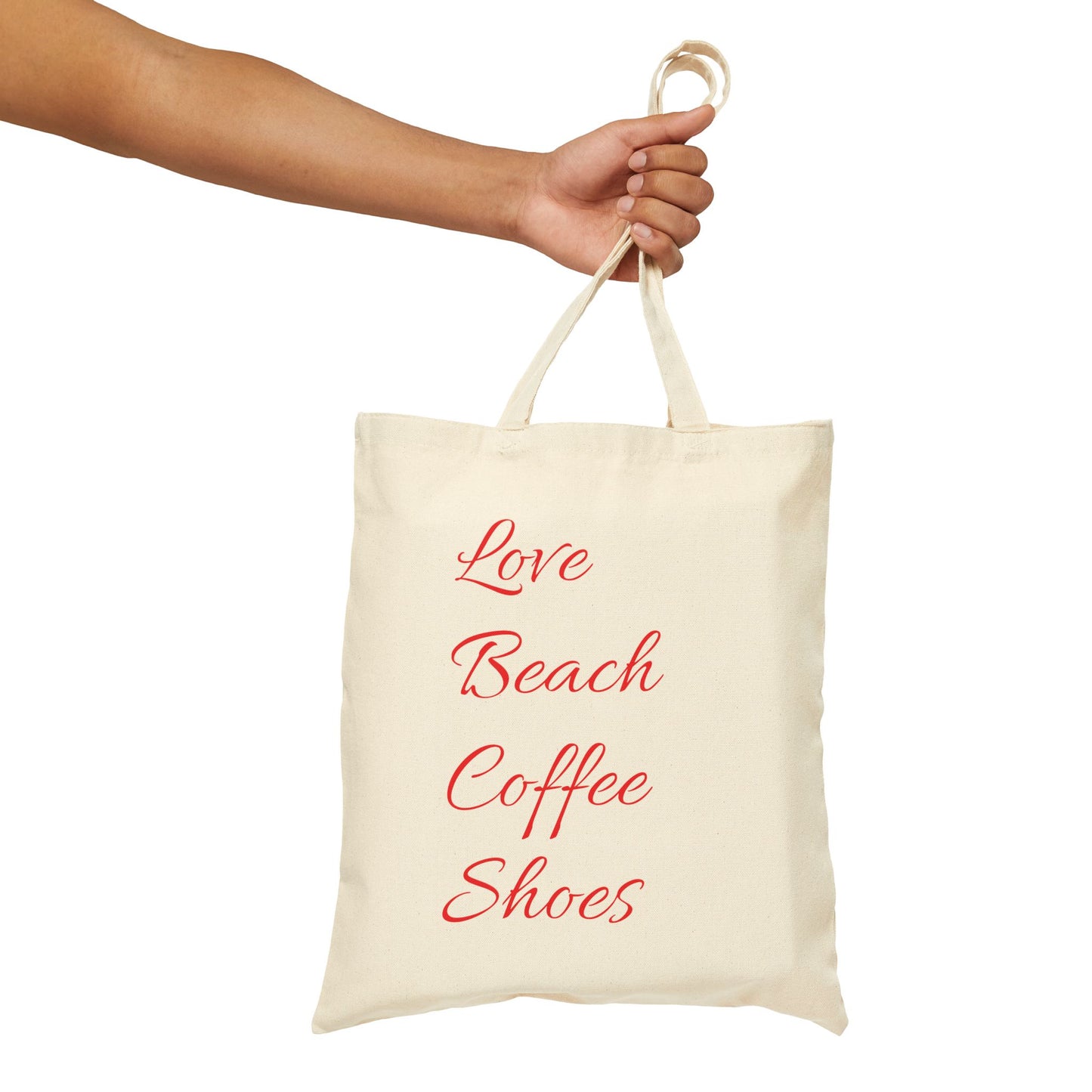 Love, Beach, Coffee, Shoes Cotton Canvas Tote Bag