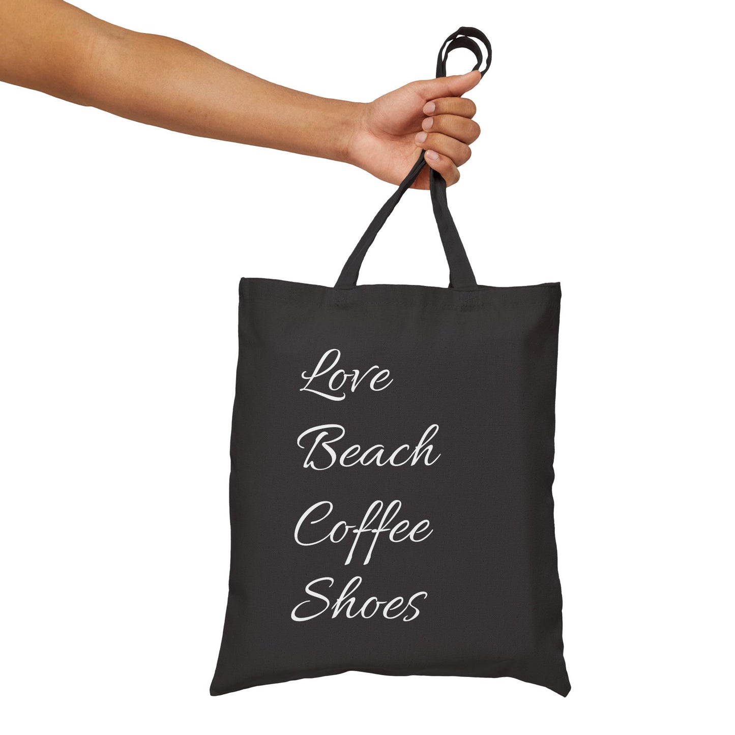 Love, Beach, Coffee, Shoes Cotton Canvas Tote Bag